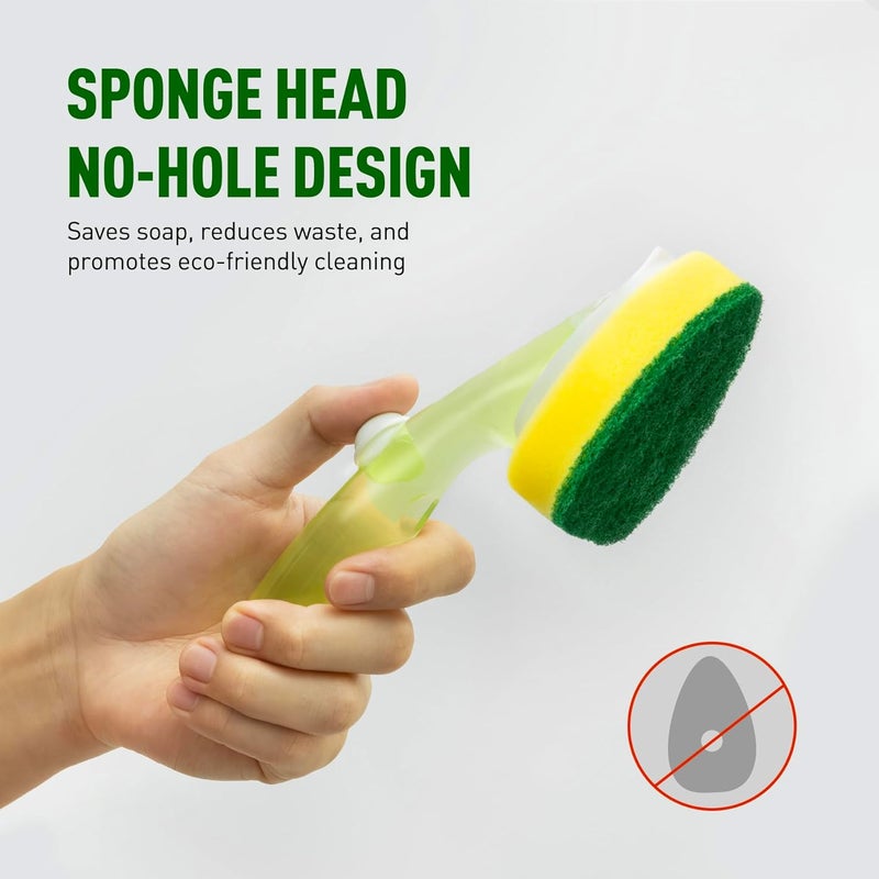 Semiale Non Scratch Dishwand Refills Sponge Heads, Heavy Duty Scrub Brush Sponges, Soap Dispensing Scrubbers, Common Compatible Dish Wand Refill Head Replacements for Kitchen Sink Dishwashing Cleaning - Image 4